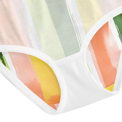 Kids Underwear, Vertical Stripes Green Pink Toddler Girl Briefs, Girls Cotton Underwear, 2T–8 Years4