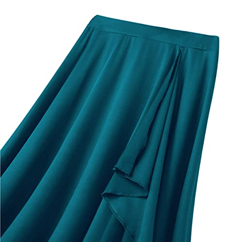 Hularka Women's Elegant Long Maxi Dance Skirt Ballroom High Low Ruffle Ballet Dance Skirt Green Medium #TOP5