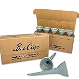 Bee Cups 5 Pack, Bee Watering Station, 100% Handmade from Porcelain, Bee and Butterfly Feeder for Garden, Outdoor Feeder for Thirsty Pollinators, Plastic Free, Pollinator Attracting Glaze (5, Agave)