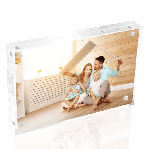 Tikplus Acryl Magnetischen Bilderrahmen 10x15cm, Klein Bilderrahmen Rahmenlos, Klar Glas Fotorahmen...
