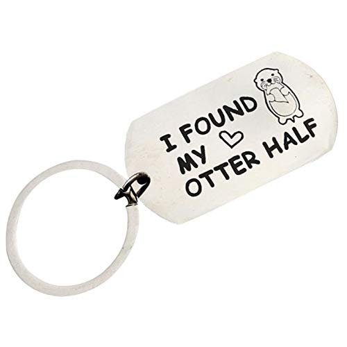 JK Home Llavero de boda con texto "I Found My Otter Half Boyfriend Girlfriend, Anillo circular (Plateado) - JK2020103HH-015 Cover