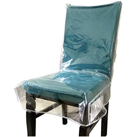 Swanna Plastic Dining Chair Covers with Backrests,Clear PVC Seat Chair Protector Waterproof Cover,Fit W/21 x D/18 Inch (2 Pack) Cover