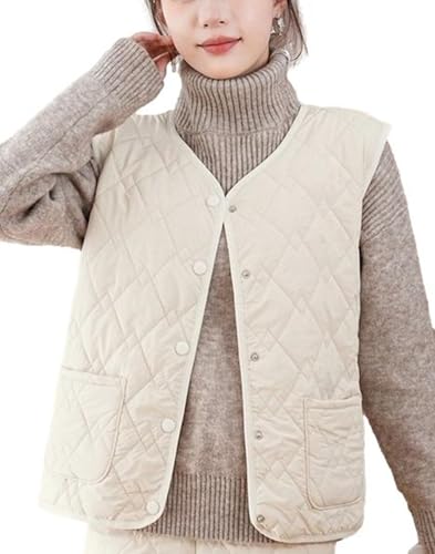 [1/2style] ニブンノイチスタイル ベスト ジレ ダウン 風 ルーム 軽量 キルティング キルト 中綿 ショート 丈 重ね着 レディース (白,XXL)（Amazon）
