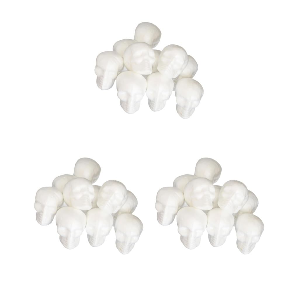 3 Set 10 Pieces 55mm Halloween Skull Polystyrene Foam Ornaments DIY Handmade Materials