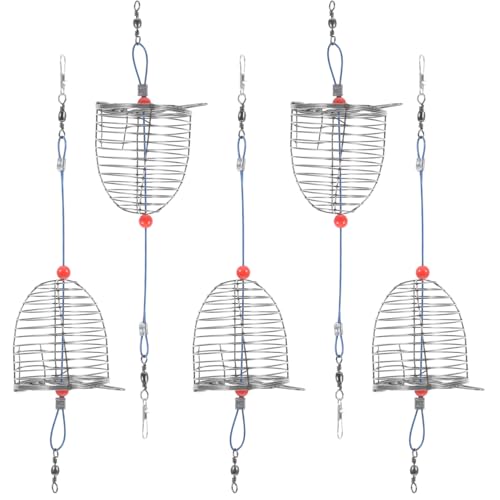 Balacoo 5pcs Fishing Bait Cage Feeder, Stainless Steel Coarse Lure Feeder for Carp Fishing Equipment