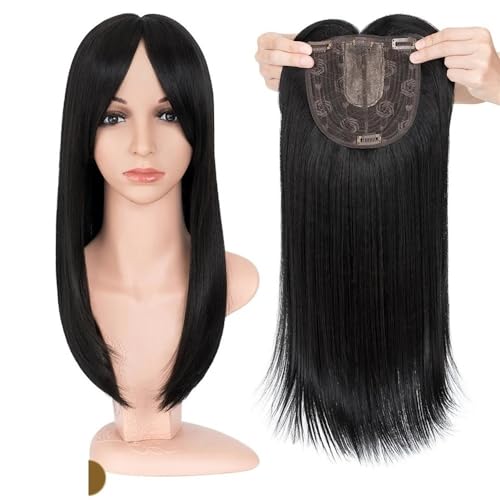 Postizos con flequillo for mujeres con cabello fino, postizos sintéticos de 18 pulgadas Wiglets(Jet Black)