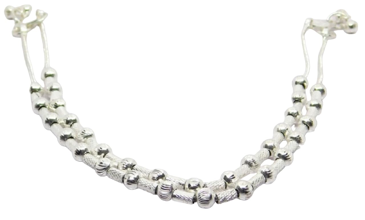 JewelszoneWomen's Silver Plated Anklet Pair for Wedding Cultural Events Everyday Wear Traditional Payal Set Foot Chain Jewellery (White)