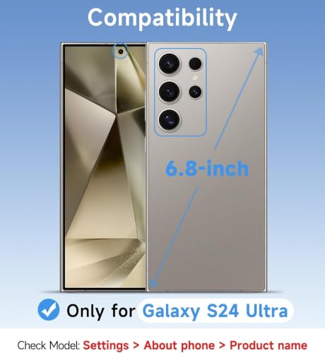 Image of ClearPC Clear Hard PC Case for Samsung Galaxy S24 Ultra, Anti-Yellow Transparent Back Cover, Anti-Scratch, Raised Camera Protection Shockproof Wireless Charging Compatible NonYellowing (Clear)