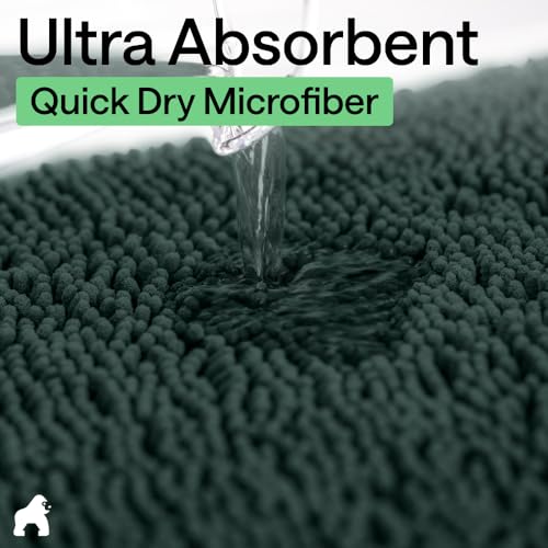 Image of GORILLA GRIP Bath Rug Mat 36x24, Thick Soft Absorbent Chenille, Quick Dry Microfiber Mats, Rubber Backing Washable Shower Floor Rugs, Bathmat Runner, US Designed Bathroom Home Decor Accessories Hunter