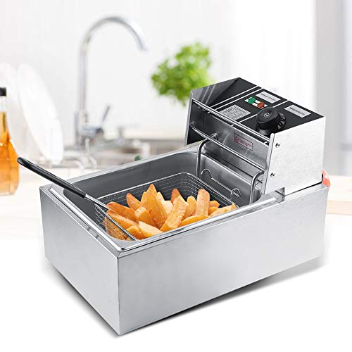 Elektrische friteuse mit öl,6L-Gewerbliche Fritteuse,Profi Gastronomie Kaltzonen Fritteuse mit Korb und Temperaturregler für den gewerblichen – Bild 6