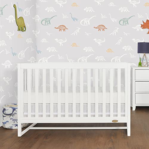 Image of Dream On Me Arlo 5-in-1 Convertible Full-Size Baby Crib in White, GreenGuard Gold & JPMA, Converts to Toddler, Day & Full-Size Bed, 3 Mattress Heights, Non-Toxic Finish, Sustainable Pinewood