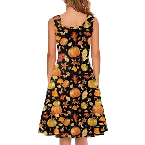 Image of Women Stylish Tank Dresses Sleeveless Round Neck Midi Casual Dress with Pocket for Summer
