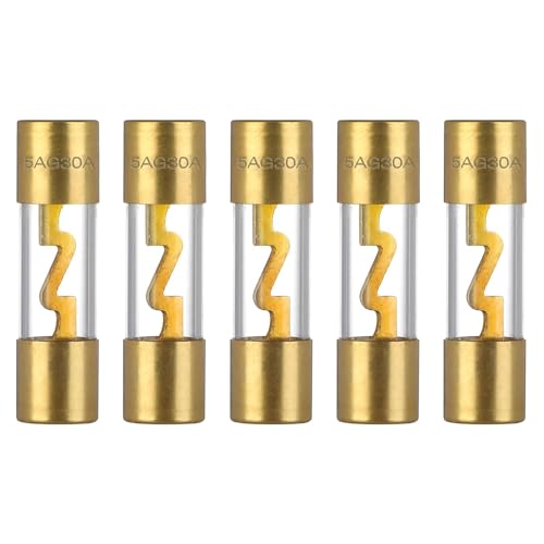VEXUNGA Fusibles AGU 30A Coche Audio Fusible Vidrio Chapado en Oro 30 Amperios 12V para Equipos de Musica Marine Protección de Energía de Automóvil (Paquete de 5 Piezas) VEXUNGA Fusibles AGU 30A Coche Audio Fusible Vidrio Chapado en Oro 30 Amperios 12V para Equipos de Musica Marine Protección de Energía de Automóvil (Paquete de 5 Piezas)