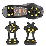 ☆☆☆ 【FÁCIL DE USAR】 ☆☆☆ La punta de agarre del zapato es fácil de poner y quitar. Fácil montaje sobre zapatos existentes, no se requieren hebillas ni correas, se puede poner y quitar en cuestión de segundos. Los clavos de acero especiales con agarre al suelo brindan una excelente tracción en nieve y hielo. Simplemente se ajustan a todo tipo de calzado deportivo, crampones y botas de montañismo.