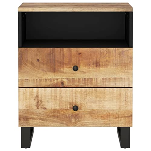 Table de chevet en bois de manguier Mangloder 50x33x62 cm avec tiroirs - 3