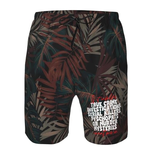If It Involves Count Me in, True Crime Men's Casual Board Shorts - Elastic Waist Drawstring Swim Trunks,4