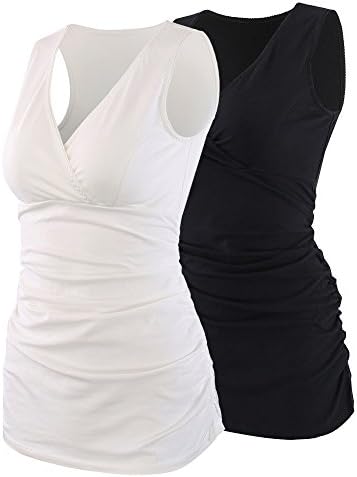 Topwhere Women's Cotton V Neck Tank Top for Maternity and Nursing