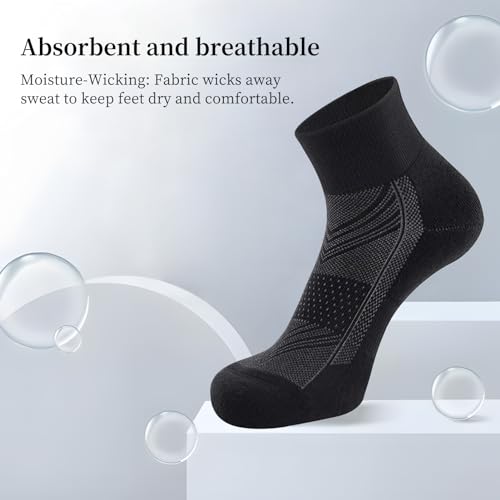 6 packs of men's ankle socks, cushioned running socks, breathable and non-slip (US, Numeric, 11, 13, Regular, Regular, Black Colors-02（6 Pairs/12 Pieces）)3