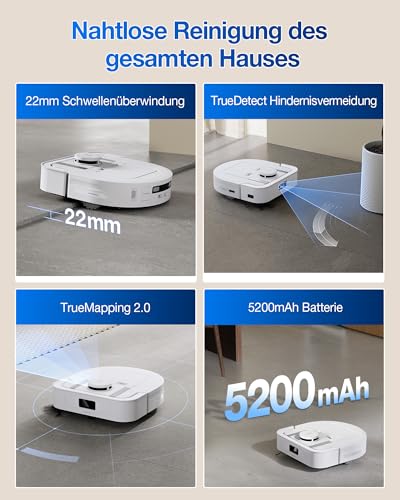 ECOVACS DEEBOT X5 HYBRID 2-in-1 Saugroboter und Handstaubsauger mit automatischer Absaugung, ZeroTangle 2.0, TrueDetect, App Steuerung, &uuml;berlegene Mobilit&auml;t f&uuml;r m&uuml;helose Reinigung, TrueMapping 2.0