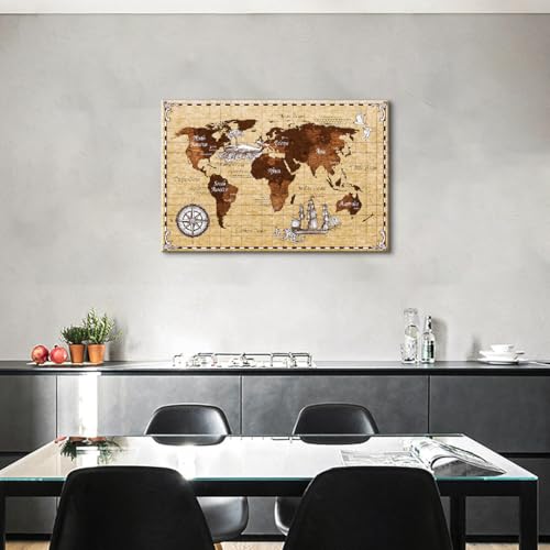 ヴィンテージ風 世界地図 インテリア おしゃれ 壁掛け ファブリック 装飾用品 模様替え モダン ウォールアート 部屋 窓 個性 ギフト‌ (70x100cm（28x40in）,M) [4]