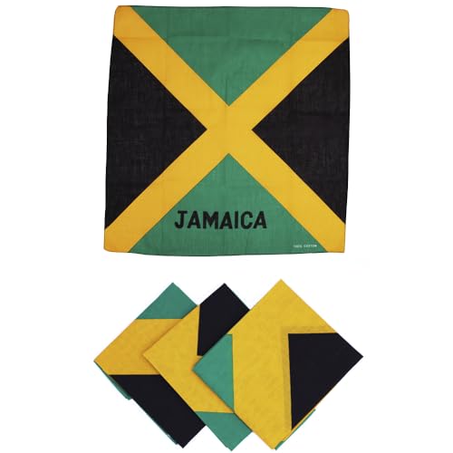 Beauty Town 3 Pcs Face Bandana Handkerchiefs 100% Cotton Print Multipurpose Head Wrap Scarf (Jamaica)
