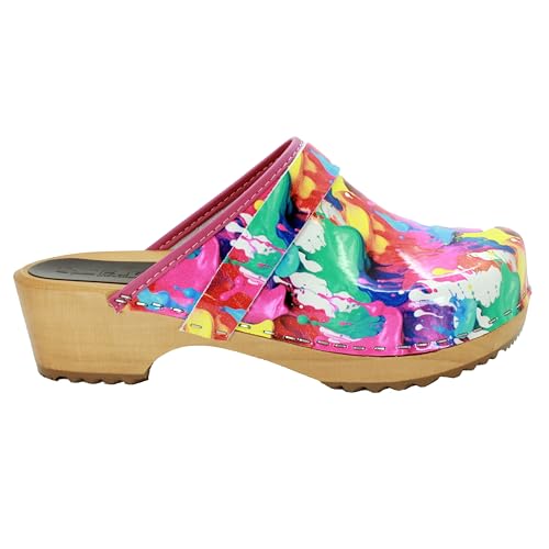 Image of Bjork Maja Wood Open Back Leather Clogs
