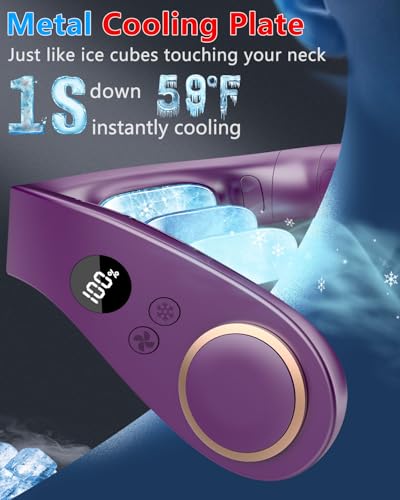 Image of Neck Fan with Cooling Plate-Neck Air Conditioner Portable Neck AC Conditioning Cooling Fan,Powerful Best Present in Summer Hot Flases for Fathers Day,Teacher Appreciation,Child Birthday Purple