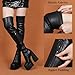 LanreyTaley Platform Thigh High Boots for Women Chunky Block Heels Over The Knee Boots Stretch Go-Go Boot Square Toe Party Boots with Zipper Black 39 Asian