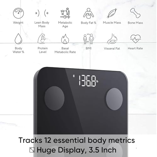 Wyze Smart Scale S Black | Body Composition Analyzer; Bmi Body Fat Muscle Mass; Heart Rate Monitor; People Baby Pet Modes - image 2