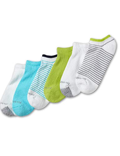 NO NONSENSE Women's Soft Cushioned No Show Liner Sock, 6 Pair Pack, Assorted 2, 4-10
