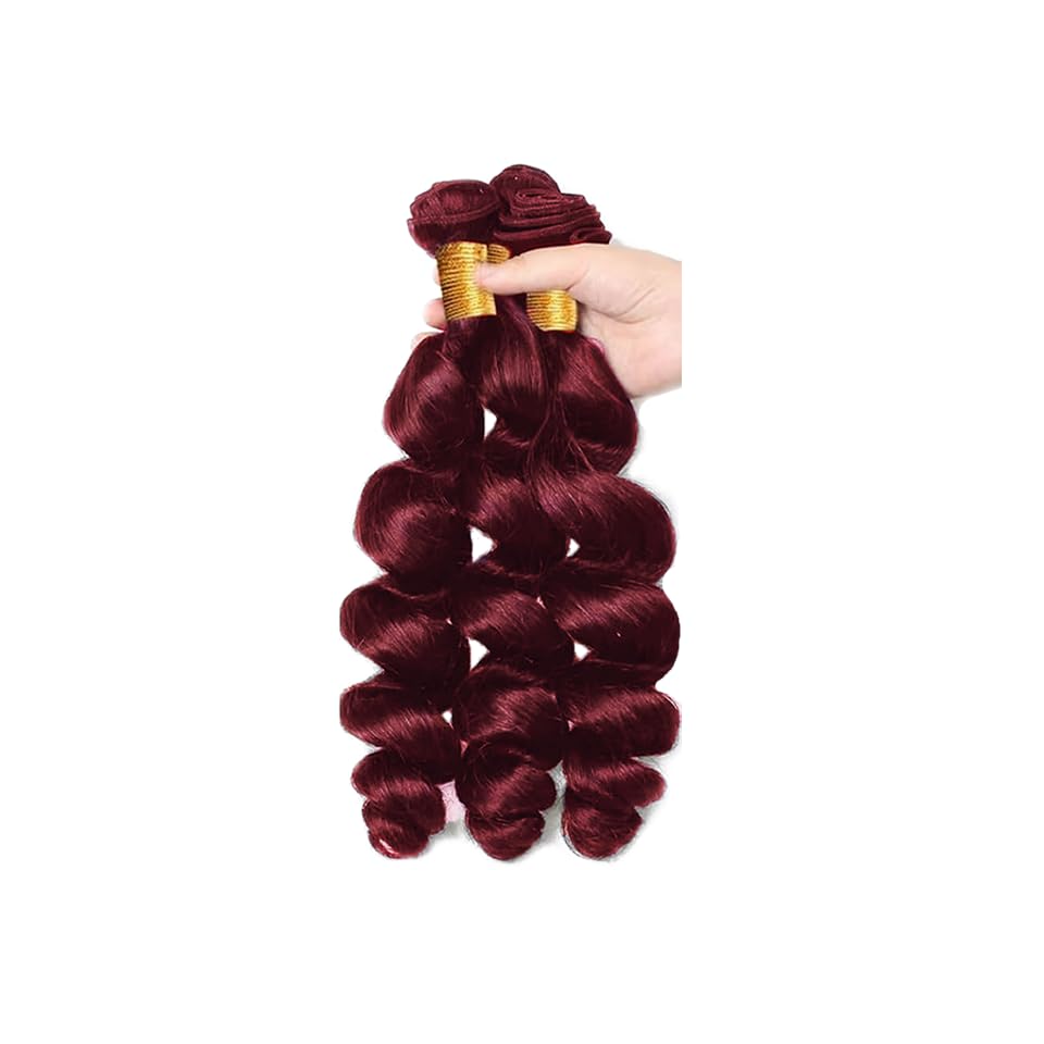 Loose Deep Wave Bundles Burgundy Bundles Human Hair 12 12 12 Inch 99j Wine Red Loose Deep Wave Bundle Human Hair Extensions Double Weft Unprocessed Brazilian Virgin Hair 3 Bundle 50 Grams Per Bundle