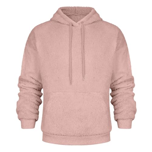 Ymosrh Men's Casual Hoodies, Fuzzy Fleece Lined Hoodie Fall Winter Warm Pullover Hooded Sweatshirts with Pocket, S-2XL