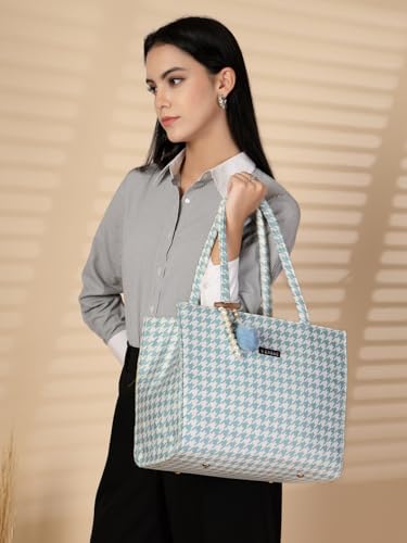 Image of ENSAC Women's Floral Print Tote Bag | Lightweight Handbag with Zipper Closure