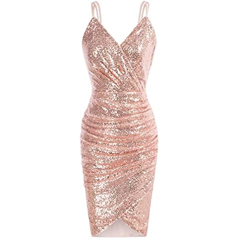 Vestido de Fiesta Elegant Vintaje con Cuello en V Rosa XL Cover