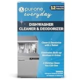 PurOne Dishwasher Cleaner & Deodorizer - Deep Cleaning, Eliminates Built-up Residues & Grime in Dishwashers, Odor Remover, Septic Safe, For All Makes & Models, 12 Pack Monthly Maintenance Solution