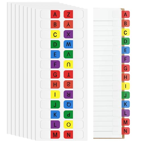 A-Z Sticky Alphabet Tabs, Colorful Self-Adhesive Letter Index Tabs for Notebook, Textbook...