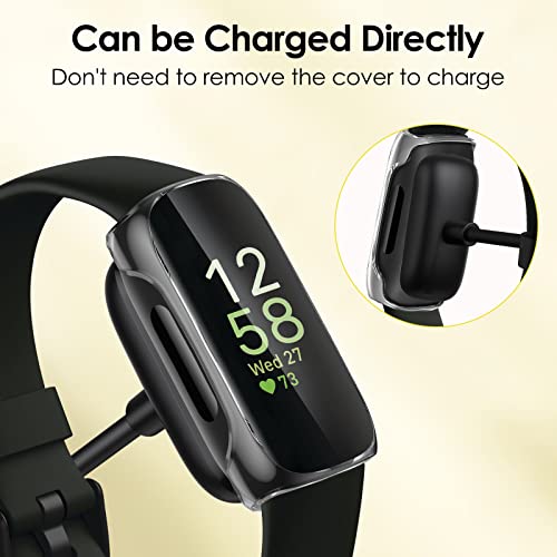 [4 Pack] Screen Protector Case Compatible With Fitbit Inspire 3, Qibox Flexible Soft Tpu Plated Protective Shell Anti-Scratch All-Around Bumper Case Accessories Compatible With Fitbit Inspire 3 Smartwatch #TOP4