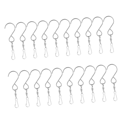 LALAFINA 20pcs Swivel Hooks for Wind Chimes Self-Rotating Clips for Outdoor Decor Easy to Install Heavy Duty Hooks for Lanterns Garden and More