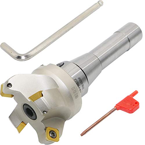 Image of 2.5 Inch Face Milling Cutter Holder KM12 63MM CNC end Milling Cutter + R8-FMB22 Shank Face Shell Mill Arbor + 4pcs SEHT1204 Carbide Inserts + 8mm Hexagon Wrench + T20 Wrench CNC Machine Tools