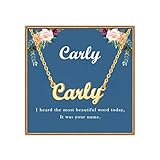 Ldurian Custom Name Necklace, Carly Name Plate Pendant Necklace Pre Gifts, Charm Necklaces Jewelry for Birthday Anniversary