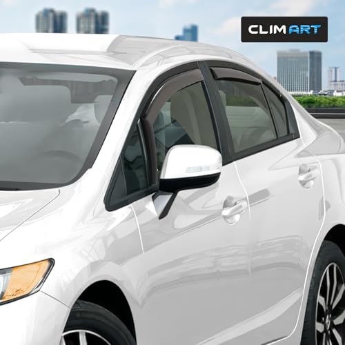 Image of CLIM ART in-Channel Incredibly Durable Rain Guards for Honda Civic 2012-2015 Sedan, Original Window Deflectors, Vent Window Visors, Vent Deflector, 4 pcs. - 612309