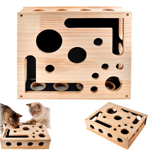 Quixion Katzenkratzpuzzle Anreicherungsbox, Katzen Kratzbrett, Kratzpappe für Katzen, Katzenspielzeug Interaktives mit Sandpapier Interaktive Spielzeugkiste für Indoor Katzen Kätzchen
