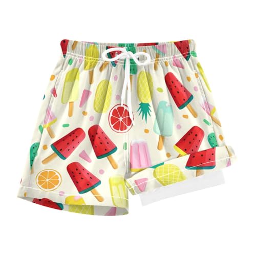 YANENDIE Boy Swim Trunks with Compression Liner Colorful Popsicles Boys Swim Shorts Quick Dry Beach Shorts