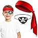 2 Pezzi Set di Accessori per Costume da Pirata e Capitano Include una Bandana da Pirata Rossa e Benda sull'Occhio da Pirata Nera per Uomini Donne Adulti Bambini Cosplay Festa a Tema Pirata