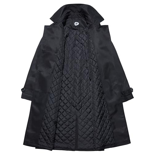 FARVALUE Women's Waterproof Trench Coat Winter Double Breasted Windbreaker Classic Belted Lapel Overcoat2