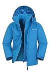 Mountain Warehouse Fell Kids 3 in 1 Jacket - Water-Resistant Triclimate Raincoat, Detachable Inner Coat & Packaway Hood - Spring Summer, Walking, Hiking & Outdoors Bright Blue Kids Size 7-8 Years