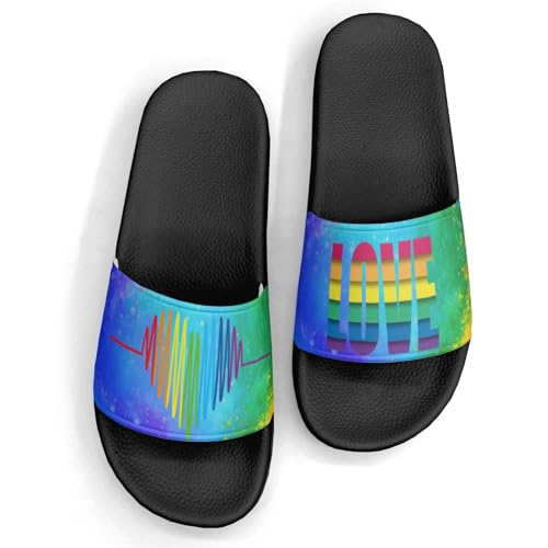 Pitovozu Camo Gay Pride Flag Slippers for Women Men Comfotable Sandals Non Slip Home Bedroom Pool Shower Outdoor Slide Slippers