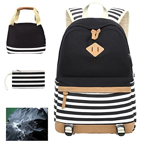 GUDFBALE Mochila Escolar para Adolescente con Funda Impermeable para Mochila Bolsa de Almuerzo aislada y Estuche para lápices para Estudiantes Mochila Casual 3 en 1 Juegos de Mochilas Cover