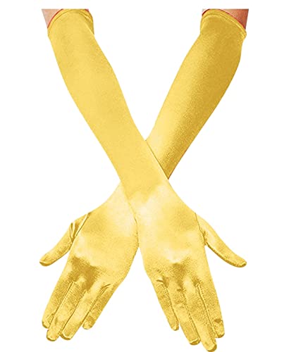 Aslana 14"-15" Elbow Long Satin Gloves for 4-9 yrs Girls Kids Flower Girls Princess Cosplay4