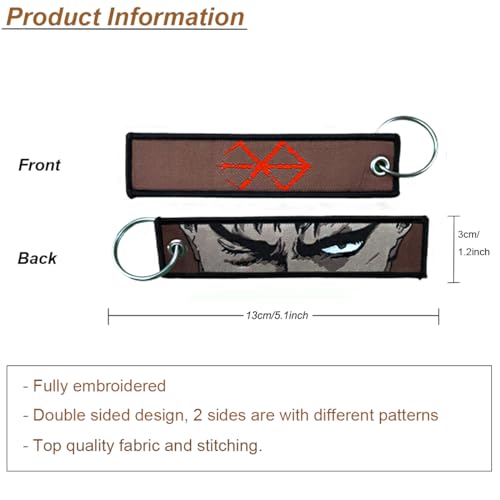 Image of 1 Pack Anime Keychain Tag Jet Tag Key Chain Cartoon Embroidered with Key Ring for Motorcycles Car Accessories